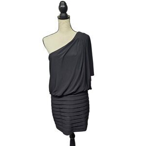 Vintage Xscape Women Y2K Dress Size 12 Pleated One Shoulder Mini Fairy Grunge